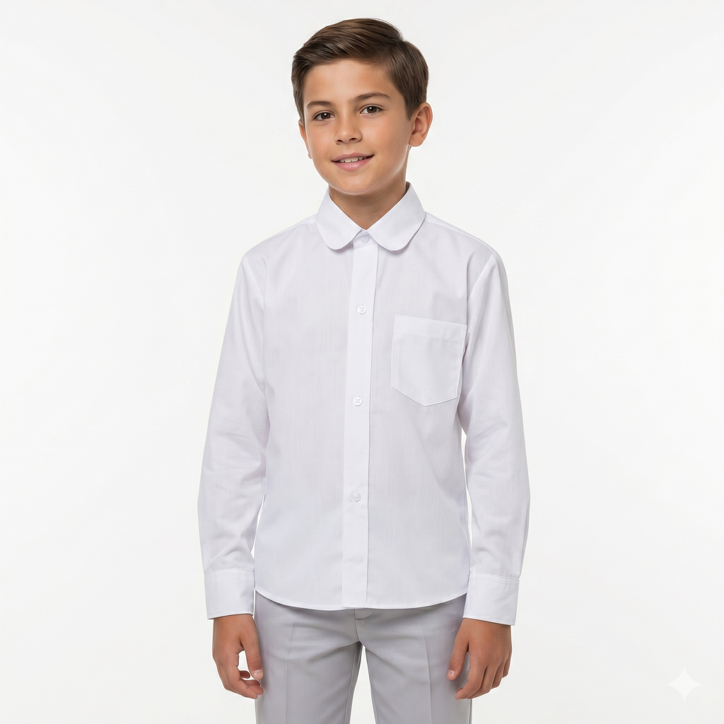 Camisa Escolar Blanca Manga Larga